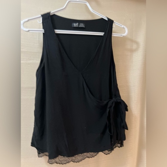 Zara Tops - ⚫️ BOGO Zara black sleeveless wrap shirt lace detail size xs